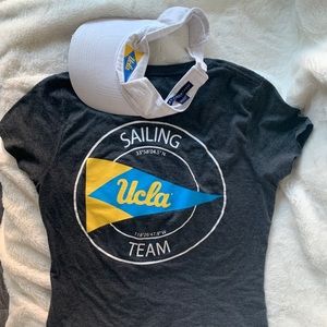 UCLA sailing t-shirt and visor
